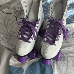 White and Purple Roller Skates